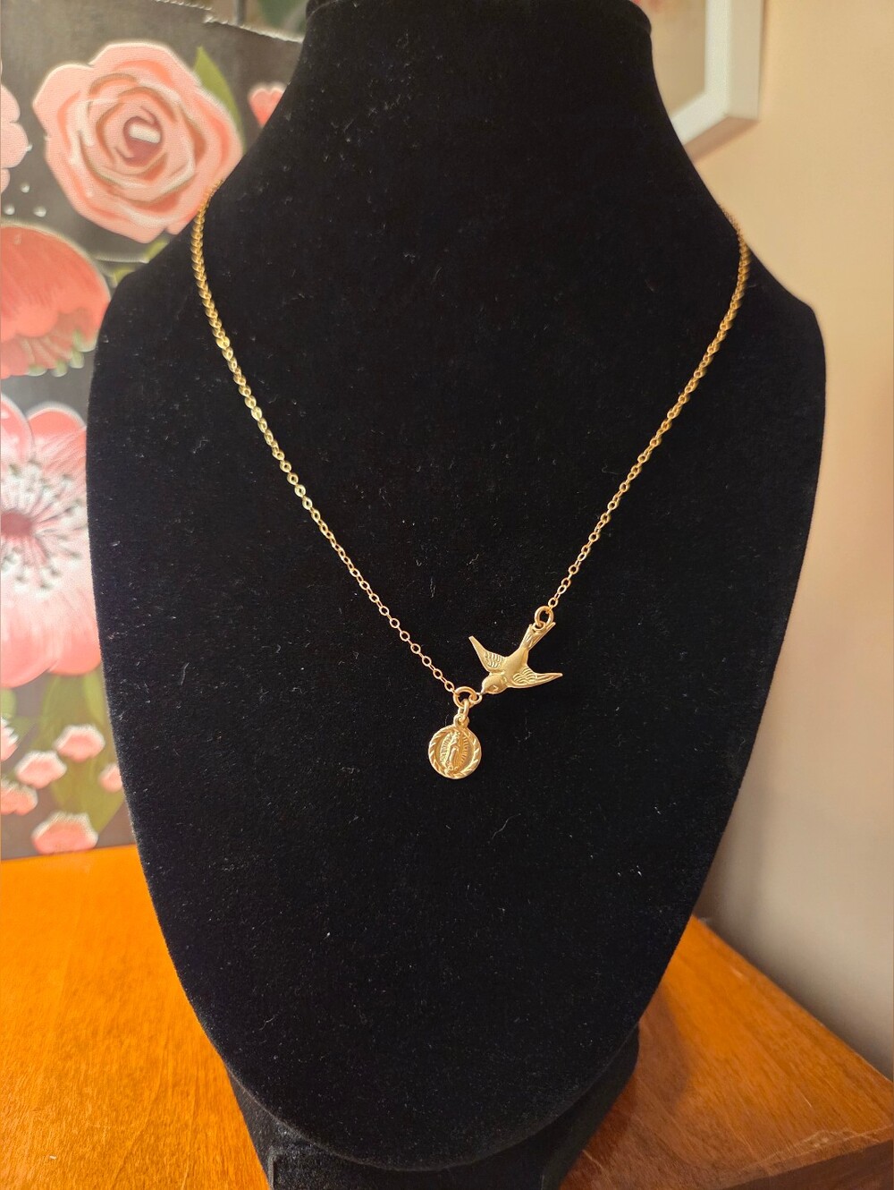 Blessed Mother And Dove Necklace 14k Gold Filled